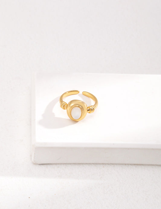 Natural Pearl Open Ring｜Retro Gold & White Gold Timeless Elegance