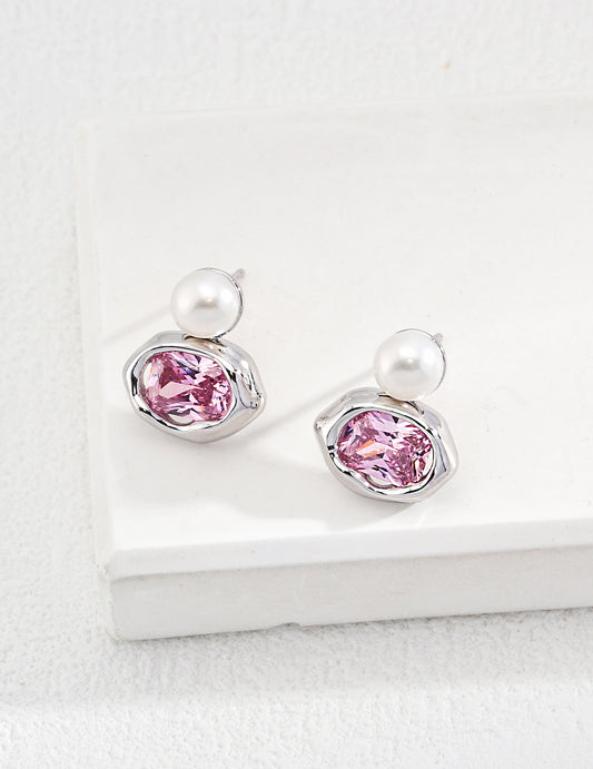Pearl & Zirconia Drop Earrings｜Elegant Retro Gold & White Gold