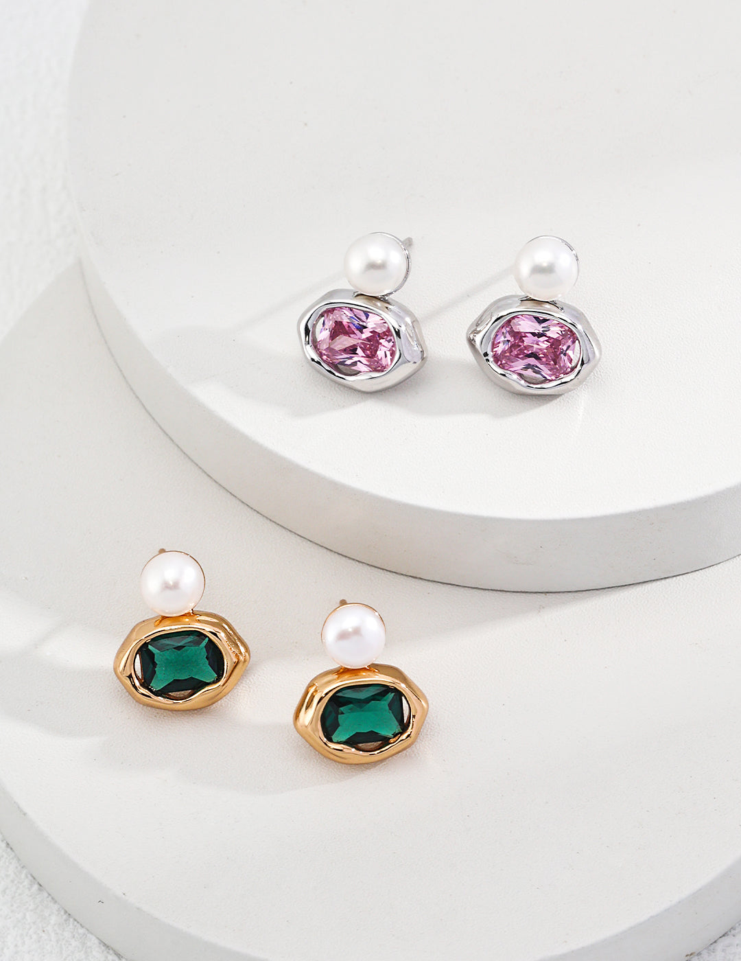 Pearl & Zirconia Drop Earrings｜Elegant Retro Gold & White Gold