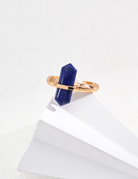 Minimalist Lapis Lazuli Ring｜Retro Gold Understated Sophistication