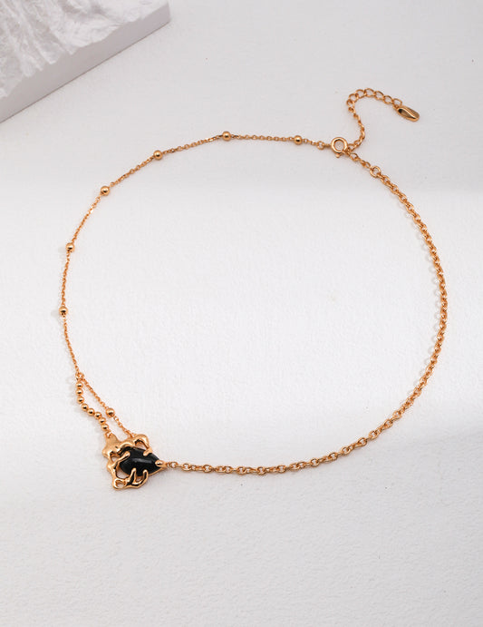 Natural Agate Necklace｜Fluid Elegance in Retro Gold & White Gold