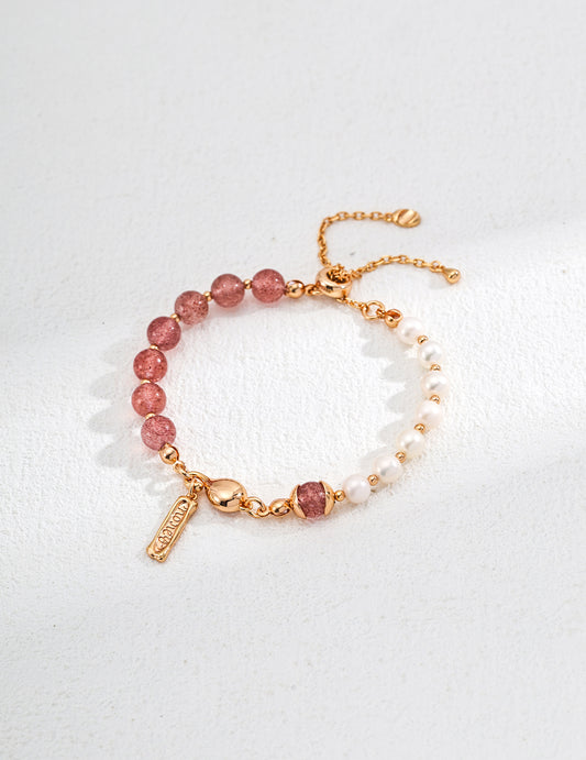 Strawberry Quartz & Moss Agate Bracelet｜Vintage Love & Growth Energy