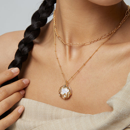 Natural Pearl Necklace｜Timeless Elegance in Retro Gold