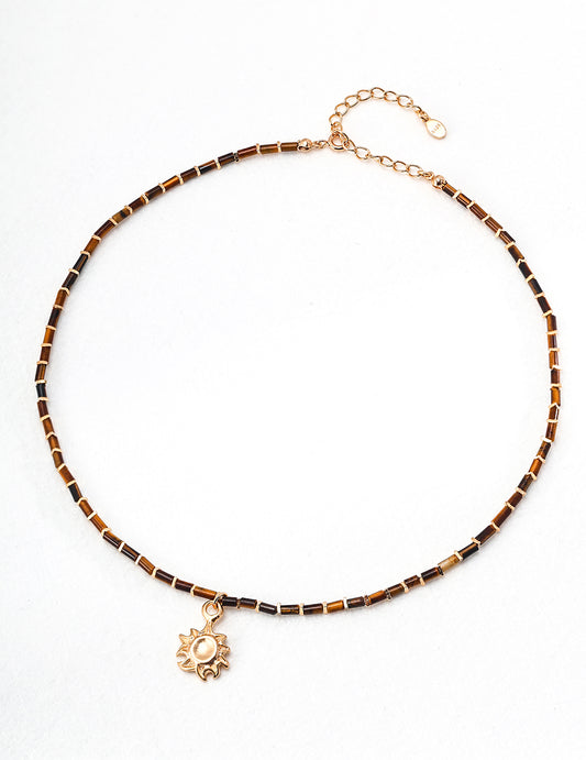 Tiger Eye Stone Necklace｜Grounding Energy in Vintage Gold
