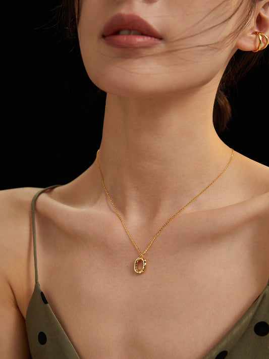 O-Pendant Collarbone Necklace｜Minimalist Staple in Retro Gold & White Gold